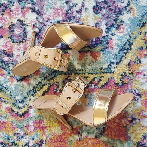 Giuseppe Zanotti Rose Gold Slip On Kitten Heel Mules - Picture 8 of 11